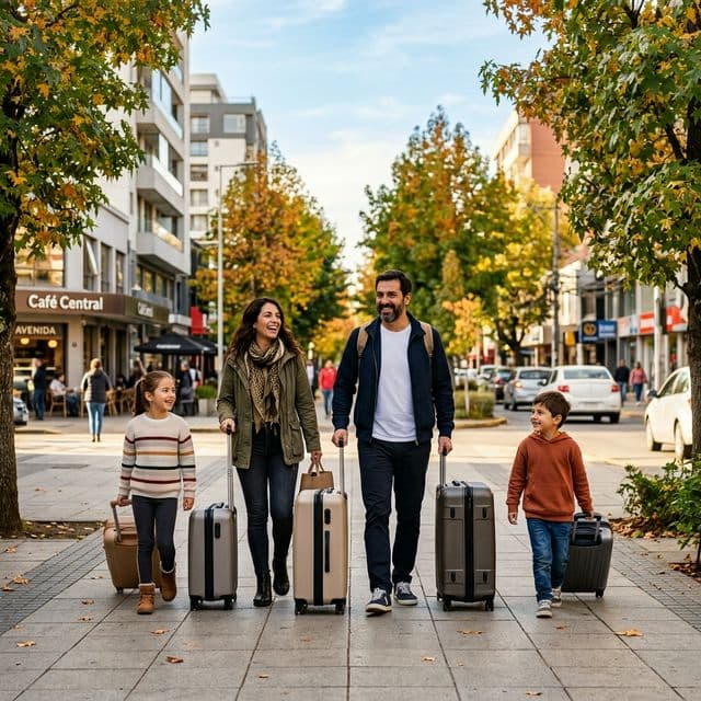 Familia llegando a su departamento en Temuco
